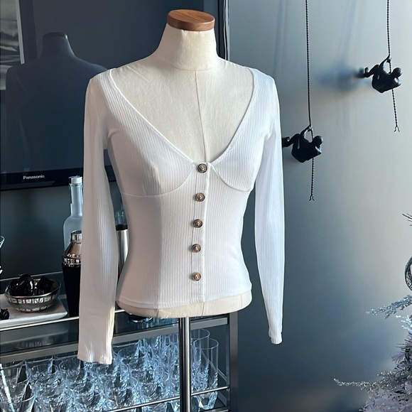 REFORMATION Virgil Ribbed Top in White Size Small - Picture 1 of 6